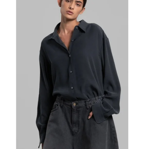 The Frankie Shop Charcoal Button-Up Blouse - Picture 2 of 10